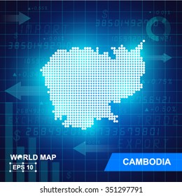 Map Of Cambodia,Abstract background, vector illustration