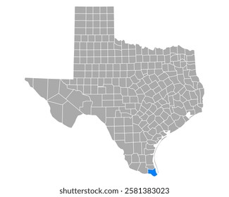 Map of Cameron in Texas on white