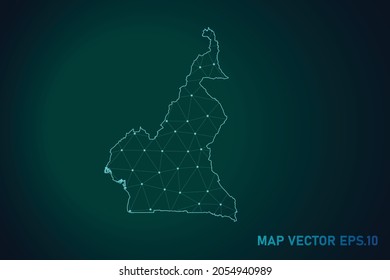Map of cameroon - Abstract mash line and point scales on dark gradient background. Wire Frame 3D mesh polygonal network line, design sphere, dot and structure. Vector illustration eps 10.