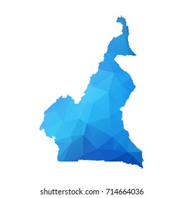Map of Cameroon - Blue Geometric Rumpled Triangular , Polygonal Design For Your . Vector illustration eps 10.