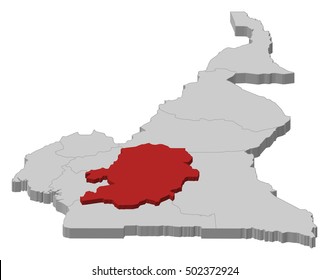 Map - Cameroon, Centre - 3D-Illustration