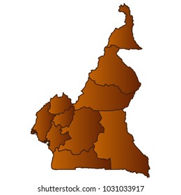 Map of Cameroon- Map of the city and each border separately. Brown Gold eps Vector Illustration 10