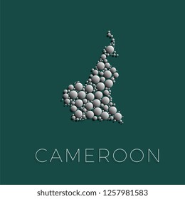 map of cameroon filled with realistic 3d bubbles of different sizes on green background