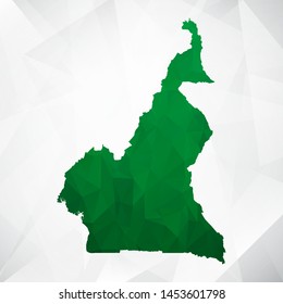 Map of Cameroon - Green Geometric Rumpled Triangular , Polygonal Design For Your . Vector illustration eps 10.