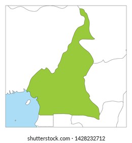 Map of Cameroon green highlighted with neighbor countries.