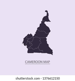 Map of Cameroon - High detailed map violet outline map with caption on violet background.Abstract design vector illustration eps 10.