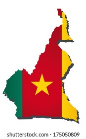 map of Cameroon with the image of the national flag