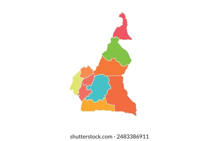Map of Cameroon isolated modern colorful style. for website layouts, background, education, precise, customizable, Travel worldwide, map silhouette backdrop, earth geography, political, reports. 