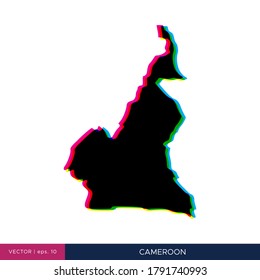 Map of Cameroon in multicolor style on the border vector design template