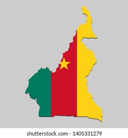 Map of Cameroon with national flag. Vector Illustration