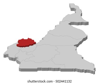 Map - Cameroon, Northwest - 3D-Illustration