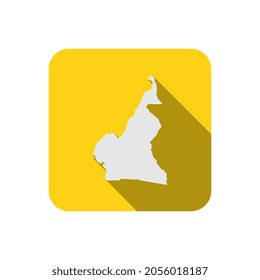 Map of Cameroon on yellow square with long shadow