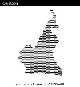 A map of Cameroon outlined in dots highlights its unique geographical features and regional boundaries.