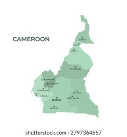 Map of CAMEROON with Regions Borders and Famous Cities