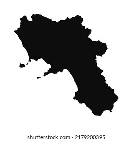 Map of Campania high quality vector illustration - Hand made black silhouette drawing of Campania region borders