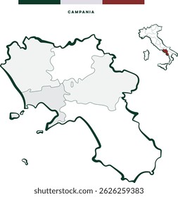 Map of Campania, Italy Geographic Outline and Regional Divisions