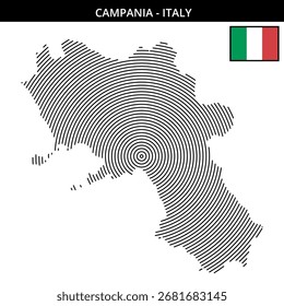 Mapa de Campania con las principales ciudades y atracciones