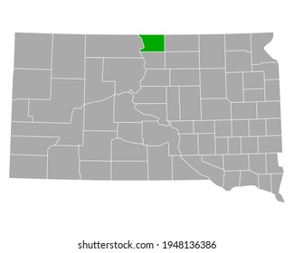 Map of Campbell in South Dakota on white