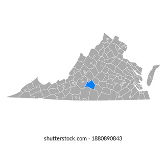 Map of Campbell in Virginia on white