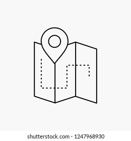 Map, Camping, plan, track, location Line Icon. Vector isolated illustration