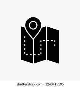 Map, Camping, plan, track, location Glyph Icon. Vector isolated illustration