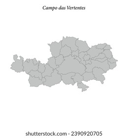 map of Campo das Vertentes is a mesoregion in Minas Gerais state with borders municipalities