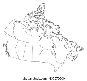 High Detailed Vector Map Countiesregionsstates Canada Stock Vector ...