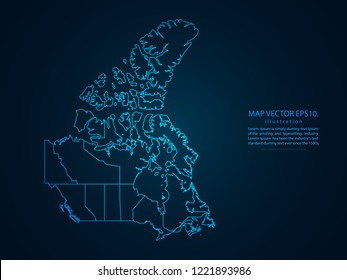 Map of Canada ,Abstract mash line and point scales on dark background for your web site design map logo, app, ui,Travel. Vector illustration eps 10.