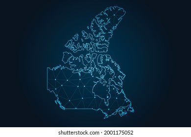 Map of canada , Abstract mash line and point scales on dark background for your web site design map logo, app, ui,Travel. Vector illustration eps 10.