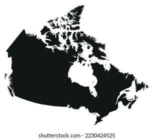 Map of Canada in black color isolated on white background. Vector illustration