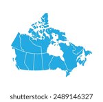 map of canada blue outline vector design isolated white background