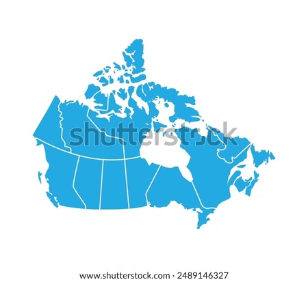 map of canada blue outline vector design isolated white background