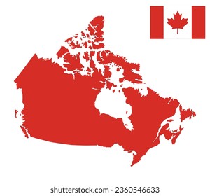Map of Canada with Canadian flag.
