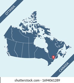Karte Kanadas mit Kapitalstandort Ottawa