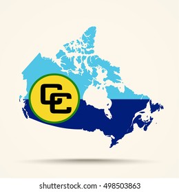 Map of Canada in Caribbean Community flag colors