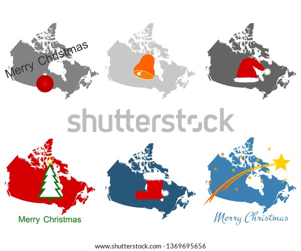 Map Canada Christmas Symbols Stock Vector (Royalty Free) 1369695656