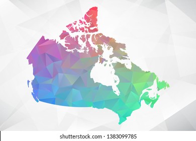 Map of Canada. Colorful Geometric Rumpled Triangular , Polygonal Design For Your . Vector illustration eps 10.