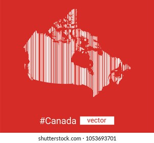 Map of Canada with creative bar code lines, vector graphics