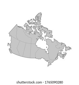 Map of Canada divided to regions. Outline map. Vector illustration.