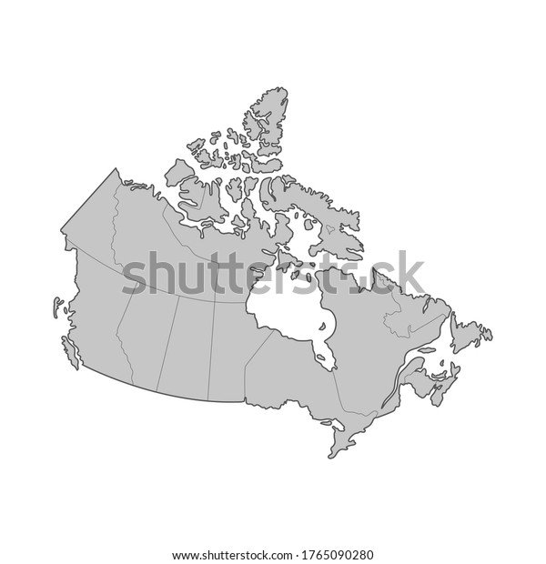 Map of Canada divided to regions. Outline\
map. Vector illustration.