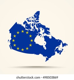 Map of Canada in European Union flag colors