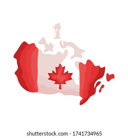 map with canada flag flat style vector illustration design