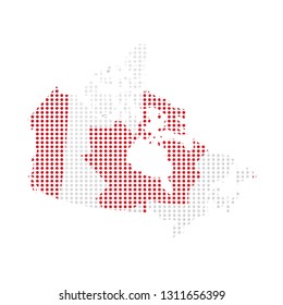 Map of Canada with flag. Pointillism style. Vector illustration design