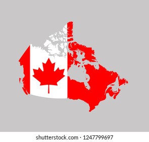 Map of Canada with Flag vector illustration 