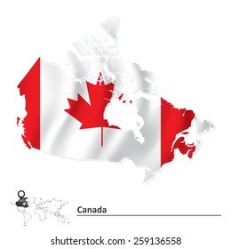 Map of Canada with flag - vector illustration