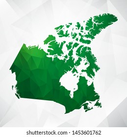 Map of Canada - Green Geometric Rumpled Triangular , Polygonal Design For Your . Vector illustration eps 10.