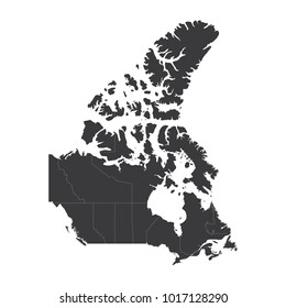 Map of Canada, Canada - map, High detailed - black map of Canada on white background. Vector illustration eps 10.