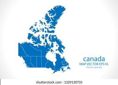 Map of Canada - High detailed blue map on white background. Abstract design vector illustration 