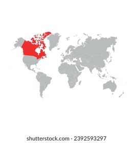 The map of Canada is highlighted in red on the world map