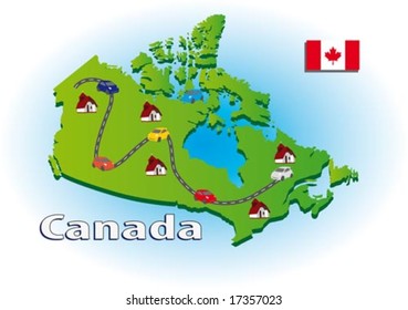 Map of Canada with icons
